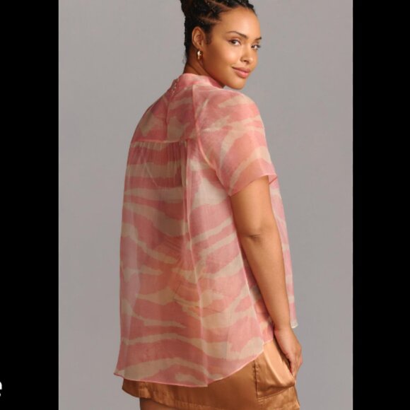 Brand New DANIEL RAINN MOCK-NECK SHORT-SLEEVE BLOUSE - Picture 12 of 16